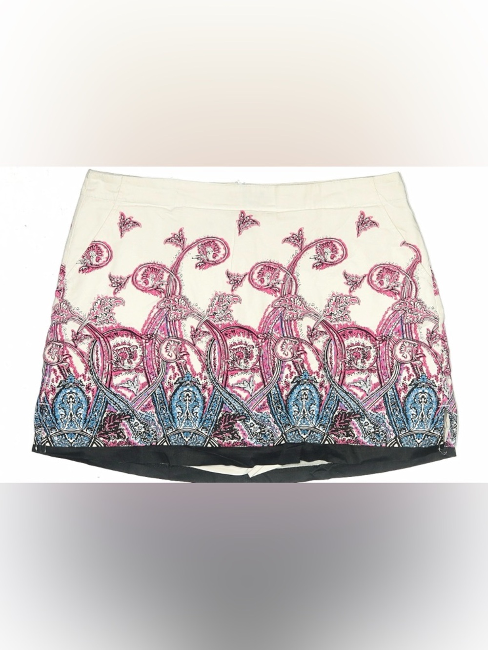 Lady Hagen Cream Skort with Pink & Blue Paisley Border size 14